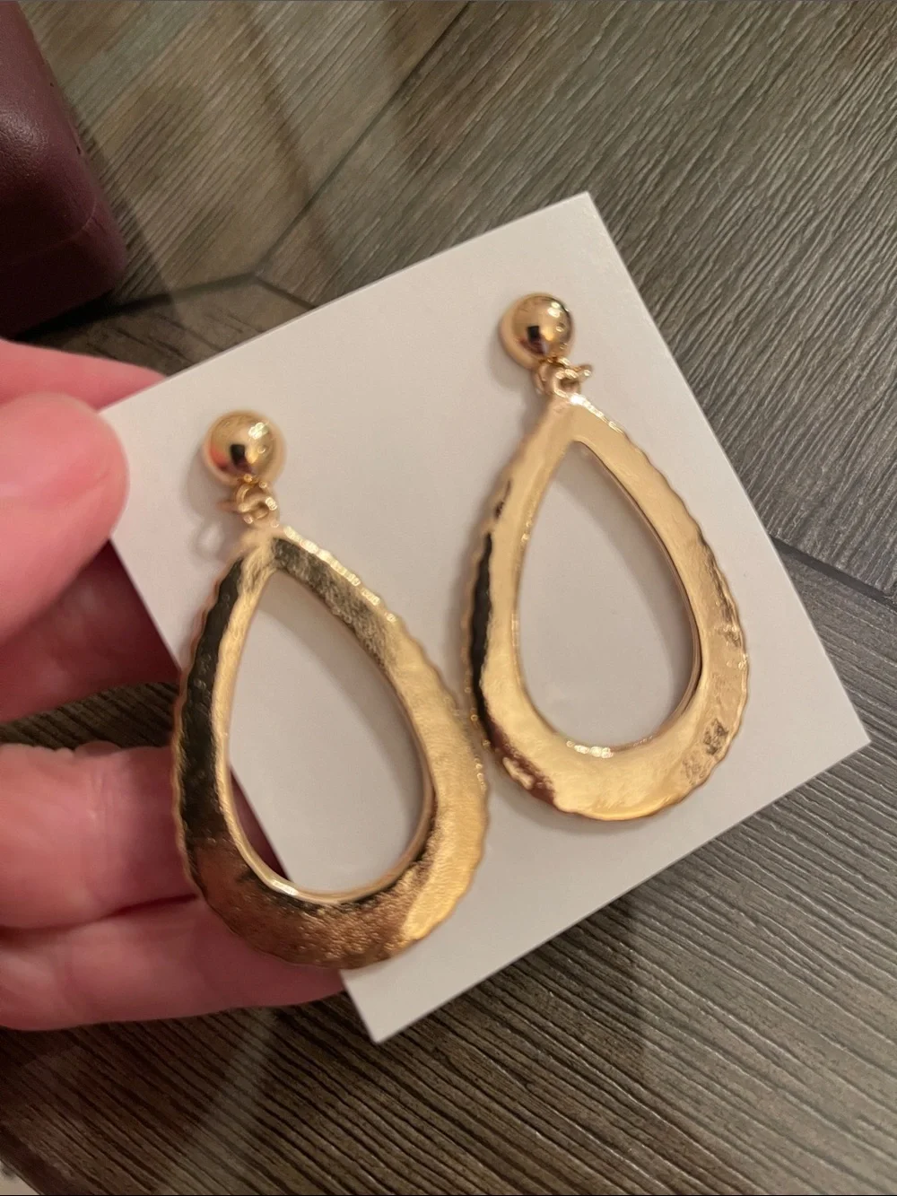 Vintage Style Gold-tone Open Teardrop Dangle Earrings with Beaded Edge